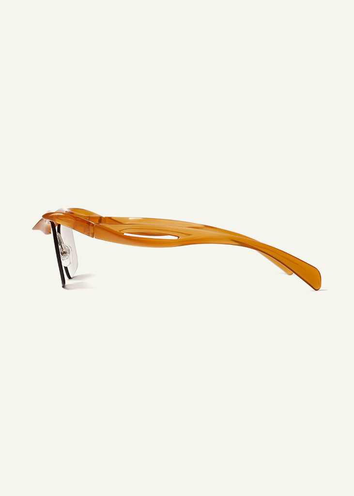 sybaria; sybaria sunglasses; CONCILIAZIONE SQUARE sunglasses (TANGERINE & HAZELNUT); Squared; Squared luxury; premium unisex eyewear; ultralight polycarbonate eyewear; Hazelnut UV400 lenses; high fashion eyewear; chromotherapy eyewear;