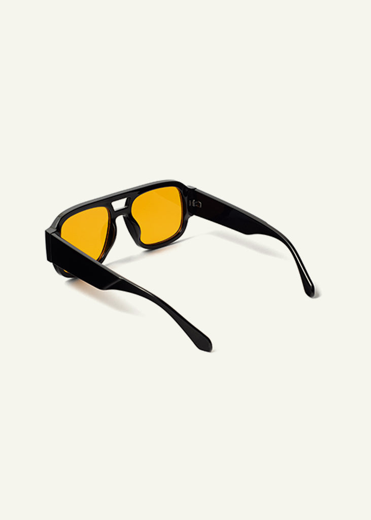 sybaria; sybaria sunglasses; MONTENAPOLEONE sunglasses (BLACK & MANGO); Aviator; luxury Aviator; premium unisex eyewear; ultra-lightweight polycarbonate eyewear; Mango UV400 lenses; high fashion eyewear; chromotherapy eyewear;