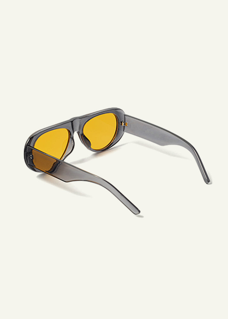 sybaria; sybaria sunglasses; SOLFERINO sunglasses (GRAY & MANGO); Rounded + Aviator; Rounded + Aviator luxury; premium unisex eyewear; ultralight polycarbonate eyewear; mango UV400 lenses; high fashion eyewear; chromotherapy eyewear;