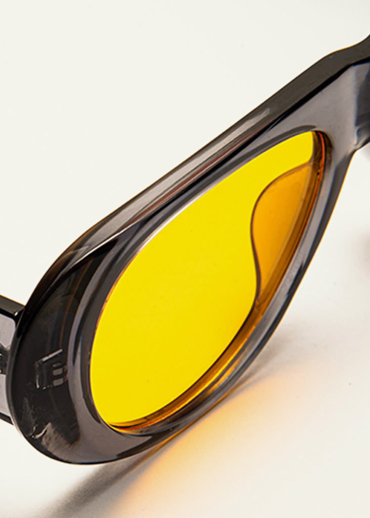 sybaria; sybaria sunglasses; SOLFERINO sunglasses (GRAY & MANGO); Rounded + Aviator; Rounded + Aviator luxury; premium unisex eyewear; ultralight polycarbonate eyewear; mango UV400 lenses; high fashion eyewear; chromotherapy eyewear;