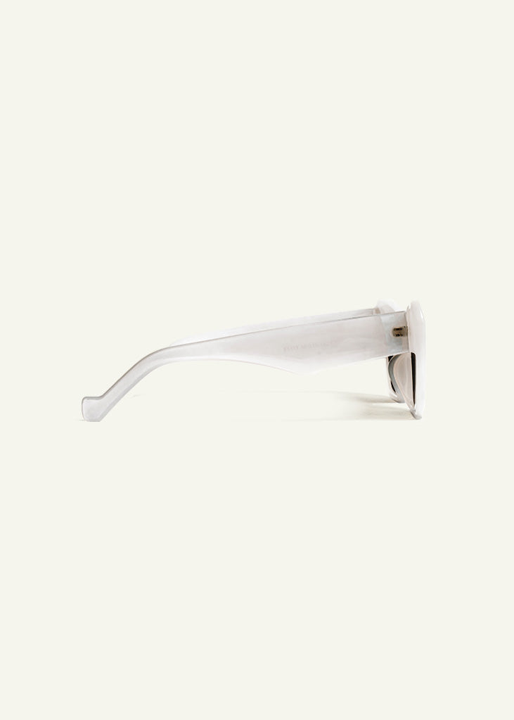 sybaria; sybaria sunglasses; CAPRI sunglasses (WHITE & SMOKE); Cat eye; Luxury cat eye; premium unisex eyewear; ultra-lightweight polycarbonate eyewear; Smoke UV400 lenses; high fashion eyewear; chromotherapy eyewear;