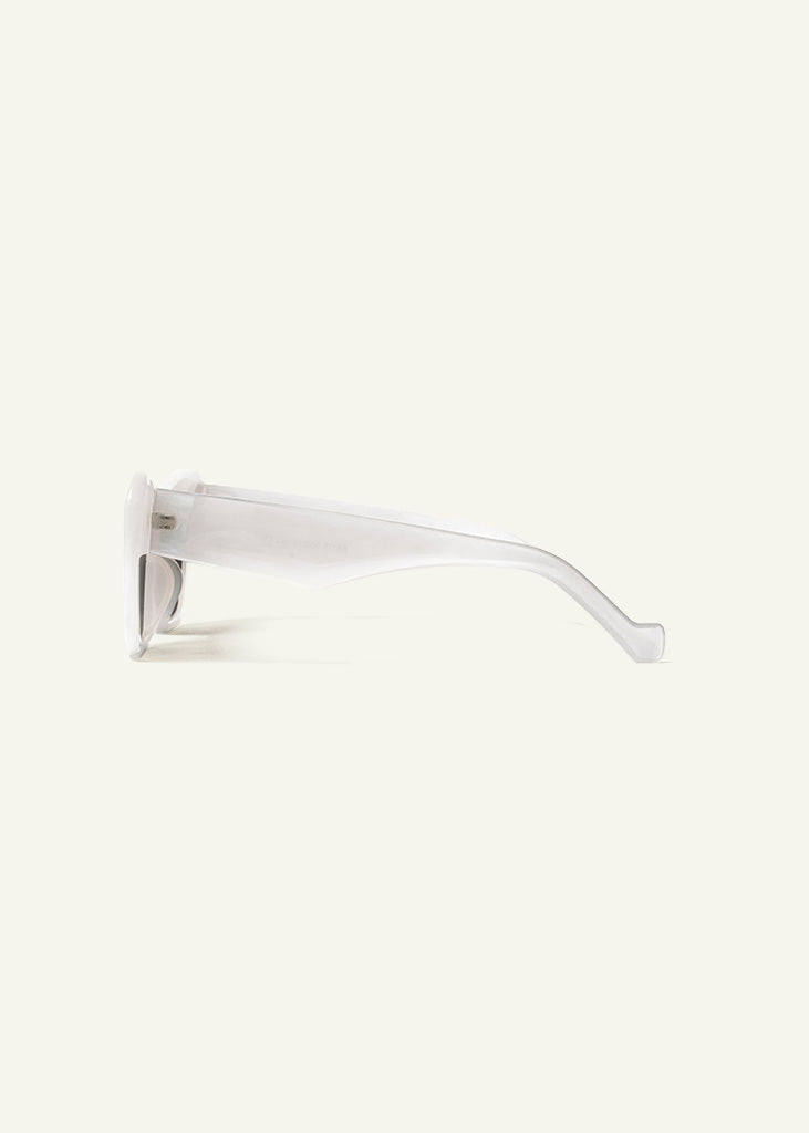 sybaria; sybaria sunglasses; CAPRI sunglasses (WHITE & SMOKE); Cat eye; Luxury cat eye; premium unisex eyewear; ultra-lightweight polycarbonate eyewear; Smoke UV400 lenses; high fashion eyewear; chromotherapy eyewear;