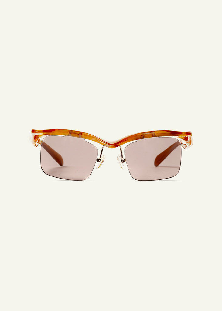 sybaria; sybaria sunglasses; CONCILIAZIONE SQUARE sunglasses (TANGERINE & HAZELNUT); Squared; Squared luxury; premium unisex eyewear; ultralight polycarbonate eyewear; Hazelnut UV400 lenses; high fashion eyewear; chromotherapy eyewear;