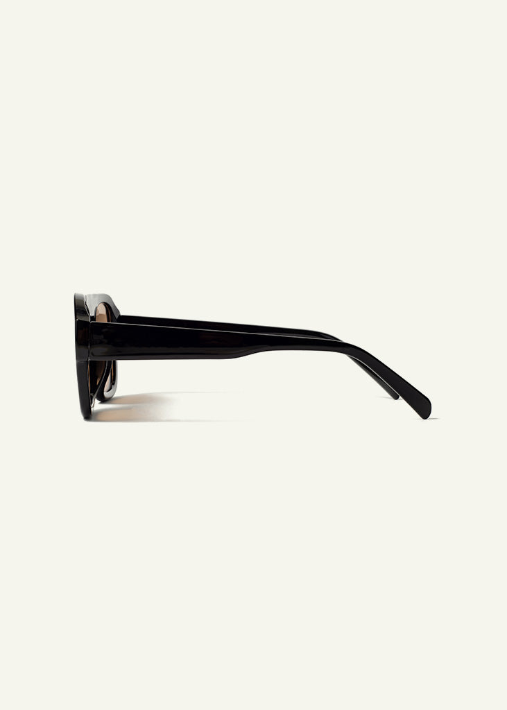 sybaria; sybaria sunglasses; CROCETTA sunglasses (BLACK & AMBER); Squared; Squared luxury; premium unisex eyewear; ultralight polycarbonate eyewear; Amber UV400 lenses; high fashion eyewear; chromotherapy eyewear;
