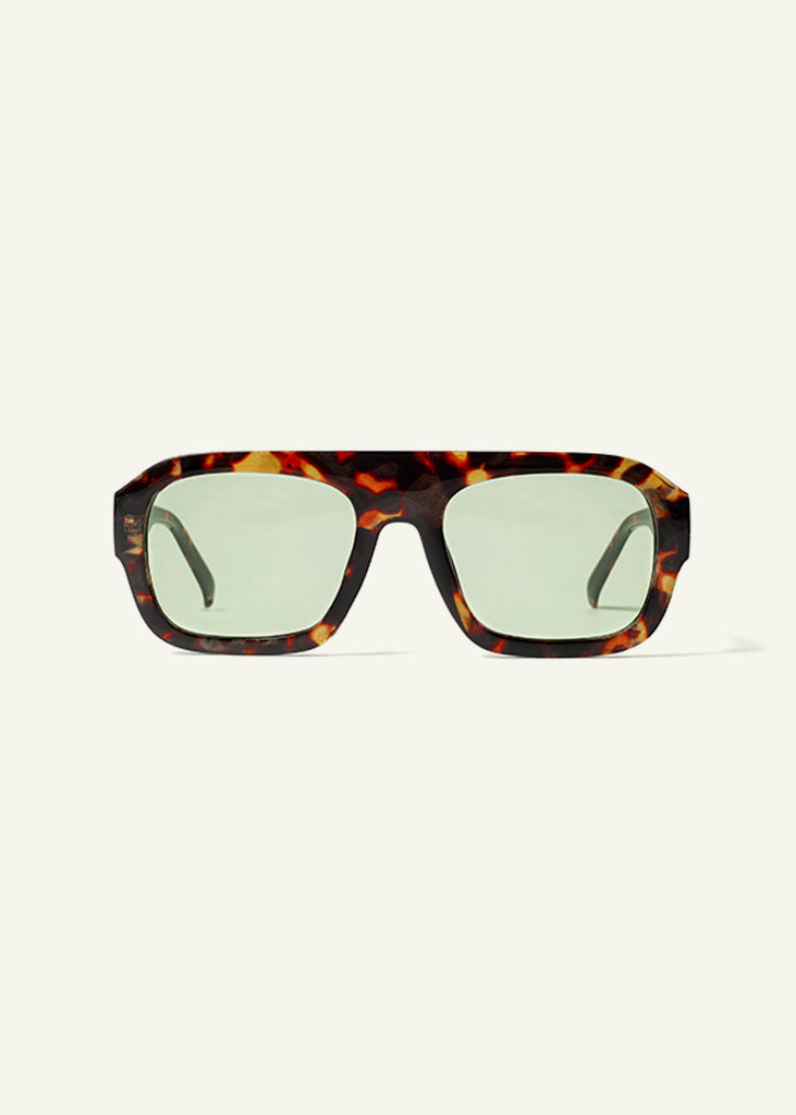 sybaria; sybaria sunglasses; CROCETTA sunglasses (HAVANA & GREEN); Squared; Squared luxury; premium unisex eyewear; ultralight polycarbonate eyewear; Green UV400 lenses; high fashion eyewear; chromotherapy eyewear;