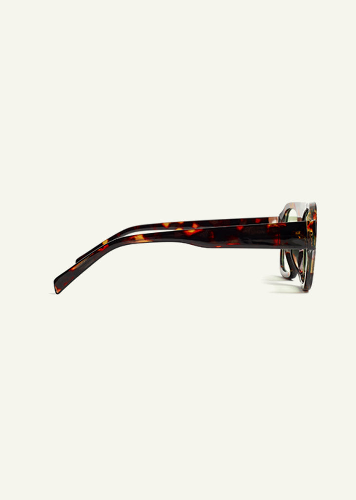 sybaria; sybaria sunglasses; CROCETTA sunglasses (HAVANA & GREEN); Squared; Squared luxury; premium unisex eyewear; ultralight polycarbonate eyewear; Green UV400 lenses; high fashion eyewear; chromotherapy eyewear;
