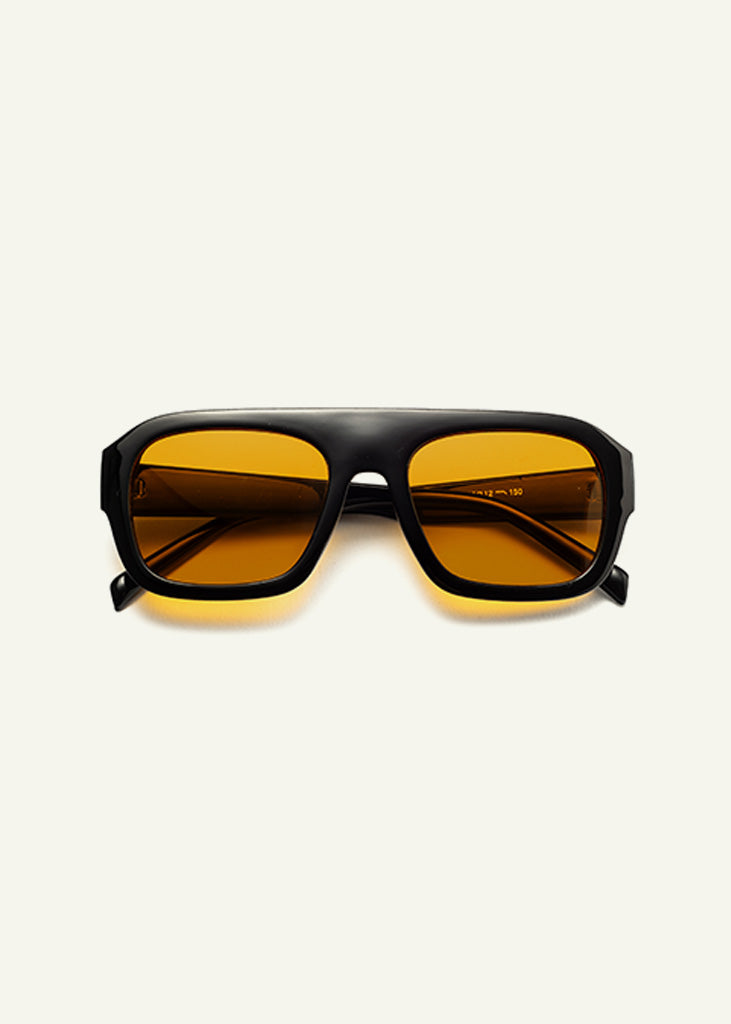 sybaria; sybaria sunglasses; CROCETTA sunglasses (BLACK & TANGERINE); Squared; Squared luxury; premium unisex eyewear; ultralight polycarbonate eyewear; Tangerine UV400 lenses; high fashion eyewear; chromotherapy eyewear;