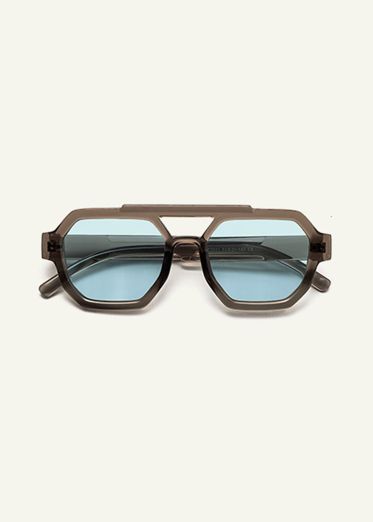 sybaria; sybaria sunglasses; LUGANO sunglasses (GRAY & LIGHTBLUE); Aviator Geometric; Aviator Geometric luxury; premium unisex eyewear; ultralight polycarbonate eyewear; Lightblue UV400 lenses; high fashion eyewear; chromotherapy eyewear;